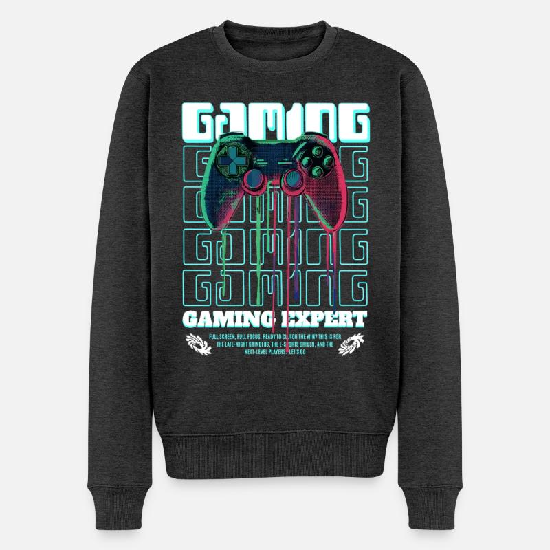 Gaming Expert Controller - Männer Premium Bio Pullover - Anthrazit meliert