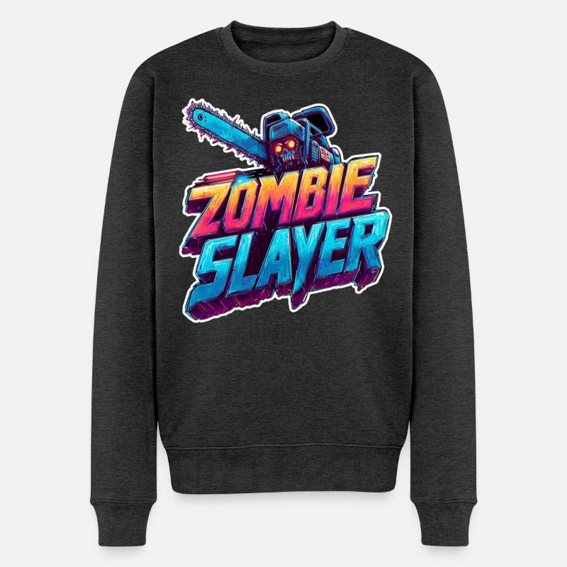 Zombie Reaper - Männer Premium Bio Pullover - Anthrazit meliert