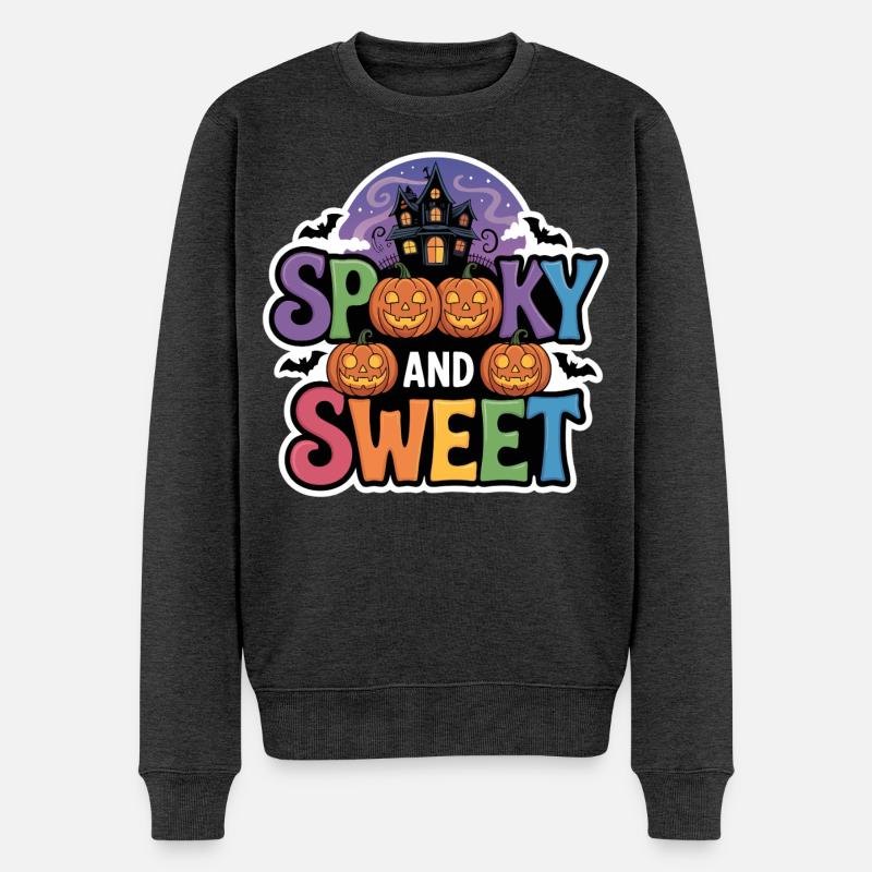 Halloween effrayant et doux - Pull Premium bio Homme - anthracite chiné