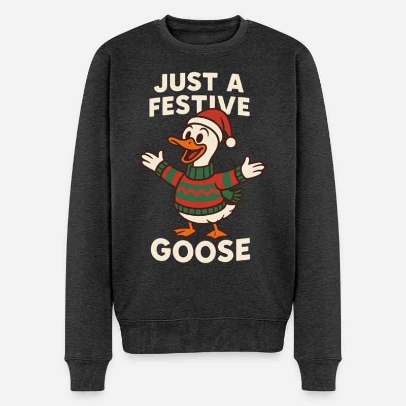 Nur eine festliche Weihnachtsgans - Männer Premium Bio Pullover - Anthrazit meliert