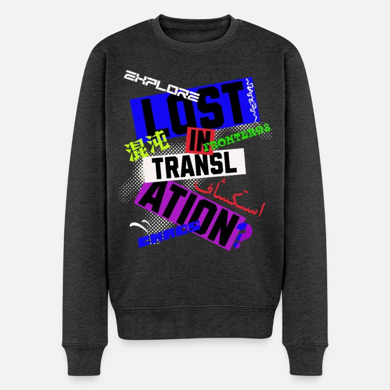 Lost in Translation - Männer Premium Bio Pullover - Anthrazit meliert