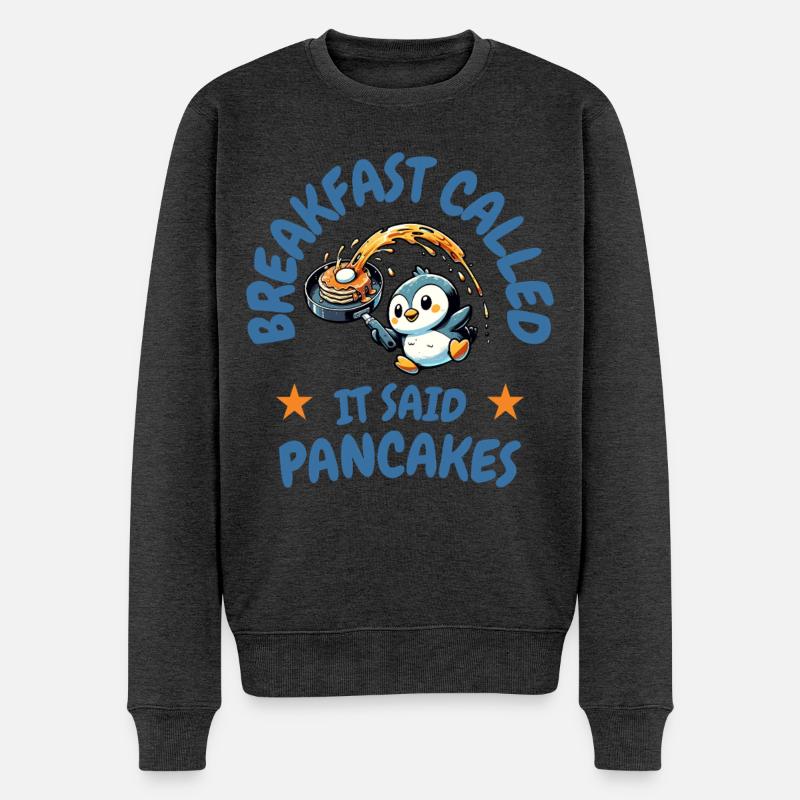 Waffelliebe Lustiges Waffel Design - Männer Premium Bio Pullover - Anthrazit meliert