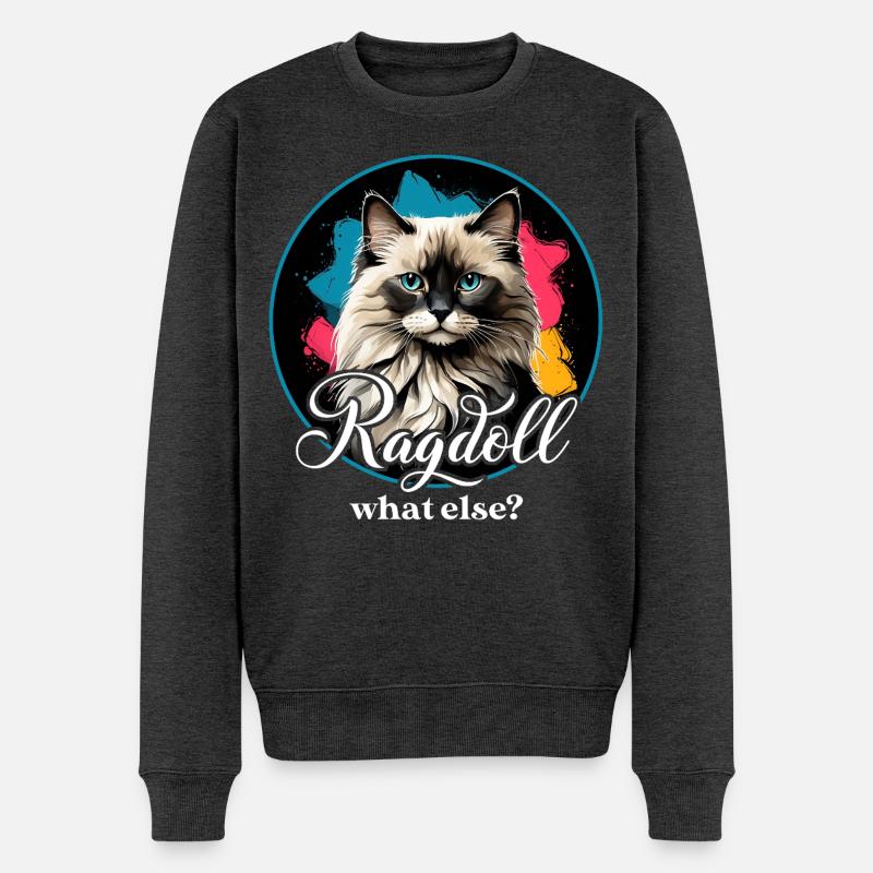 Chat Ragdoll - Pull Premium bio Homme - anthracite chiné