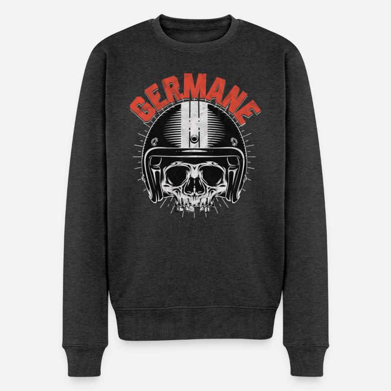German Skull Motorradhelm Germane - Männer Premium Bio Pullover - Anthrazit meliert