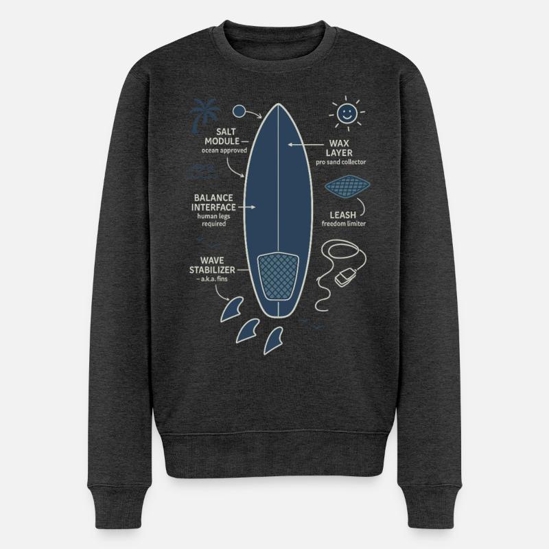 Plan de planche de surf - Pull Premium bio Homme - anthracite chiné