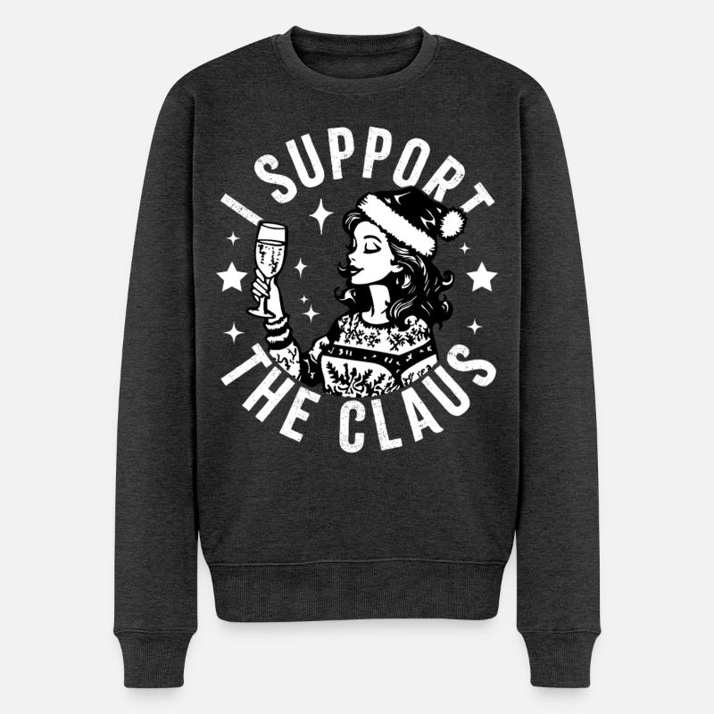 Ich unterstütze den Claus - Männer Premium Bio Pullover - Anthrazit meliert