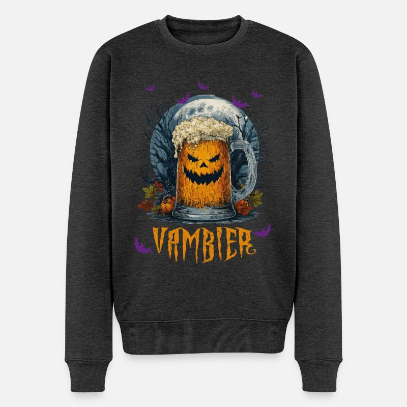Vambier - Happy Halloween - Männer Premium Bio Pullover - Anthrazit meliert