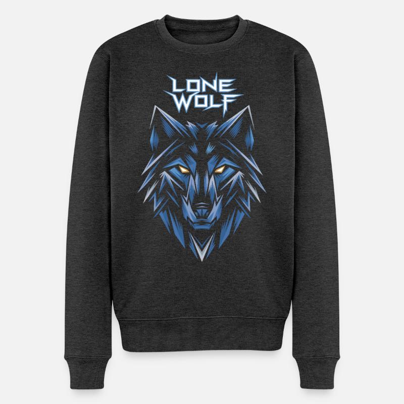 Lone Wolf Eisgeometrie Logo - Männer Premium Bio Pullover - Anthrazit meliert