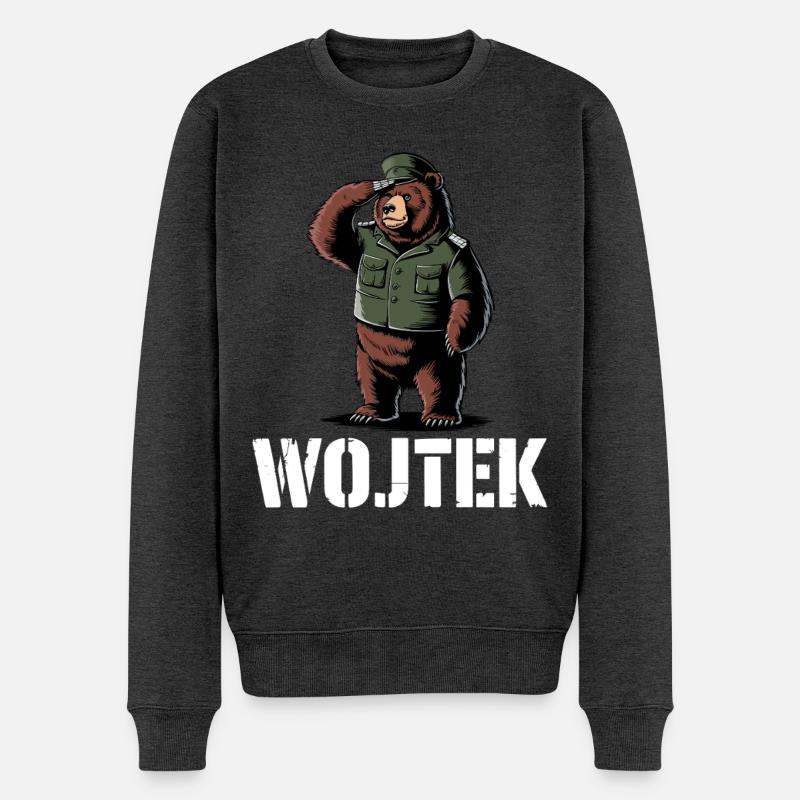 Wojtek Bär Militärlook - Männer Premium Bio Pullover - Anthrazit meliert