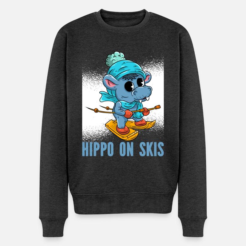 Nilpferd Ski  - Männer Premium Bio Pullover - Anthrazit meliert