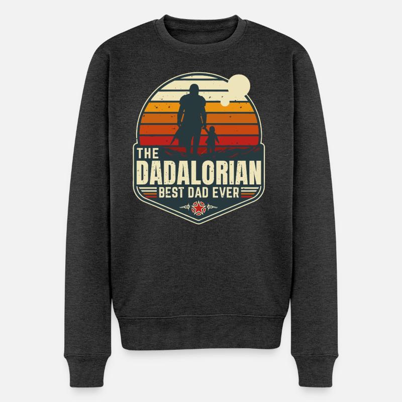 Der dadalorianische Mando - Sonnenuntergang - Bester Vater - Abzeichen - Männer Premium Bio Pullover - Anthrazit meliert