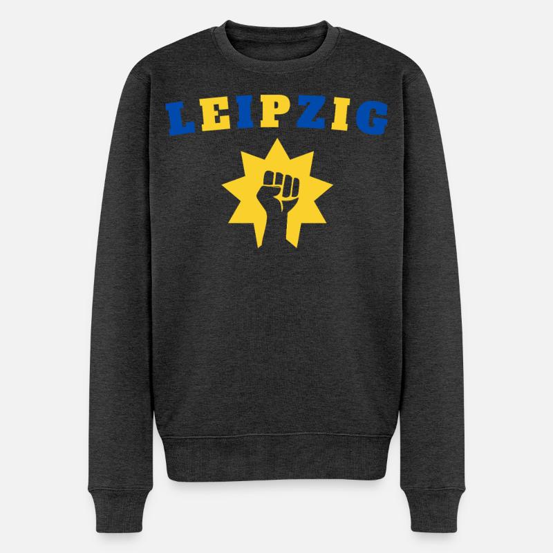 Leipzig - Männer Premium Bio Pullover - Anthrazit meliert