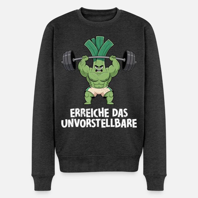 Gewichtheber ERREICHE DAS UNVORSTELLBARE Lustig - Männer Premium Bio Pullover - Anthrazit meliert