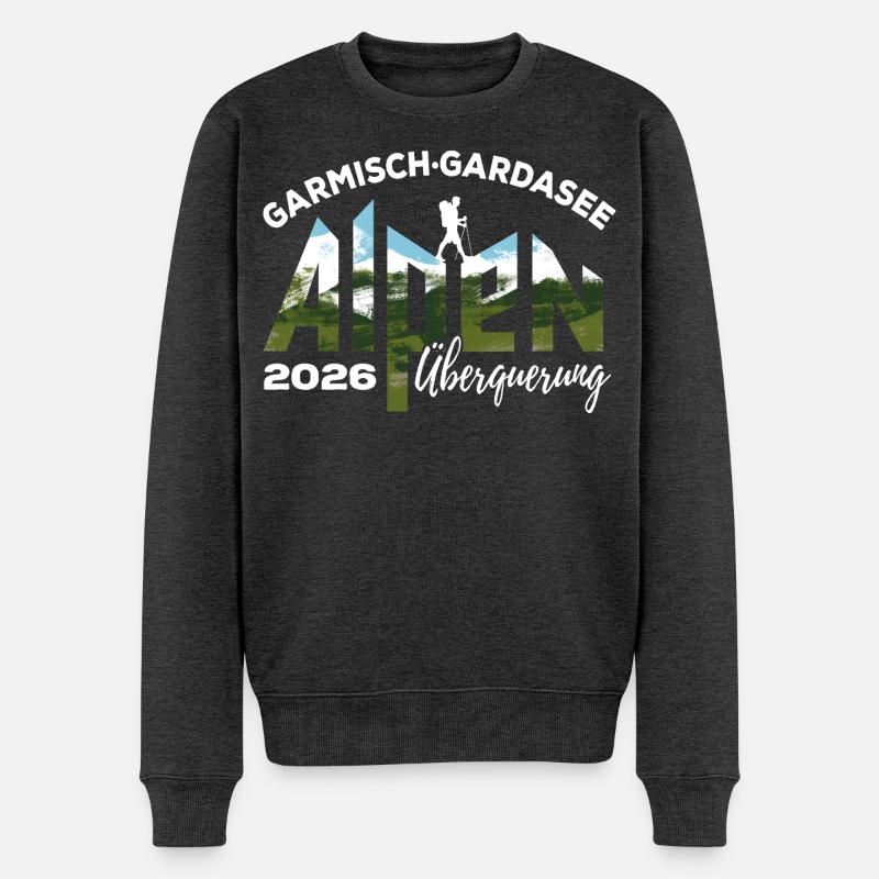 Alpenüberquerung 2026 Garmisch Gardasee Wandern - Männer Premium Bio Pullover - Anthrazit meliert