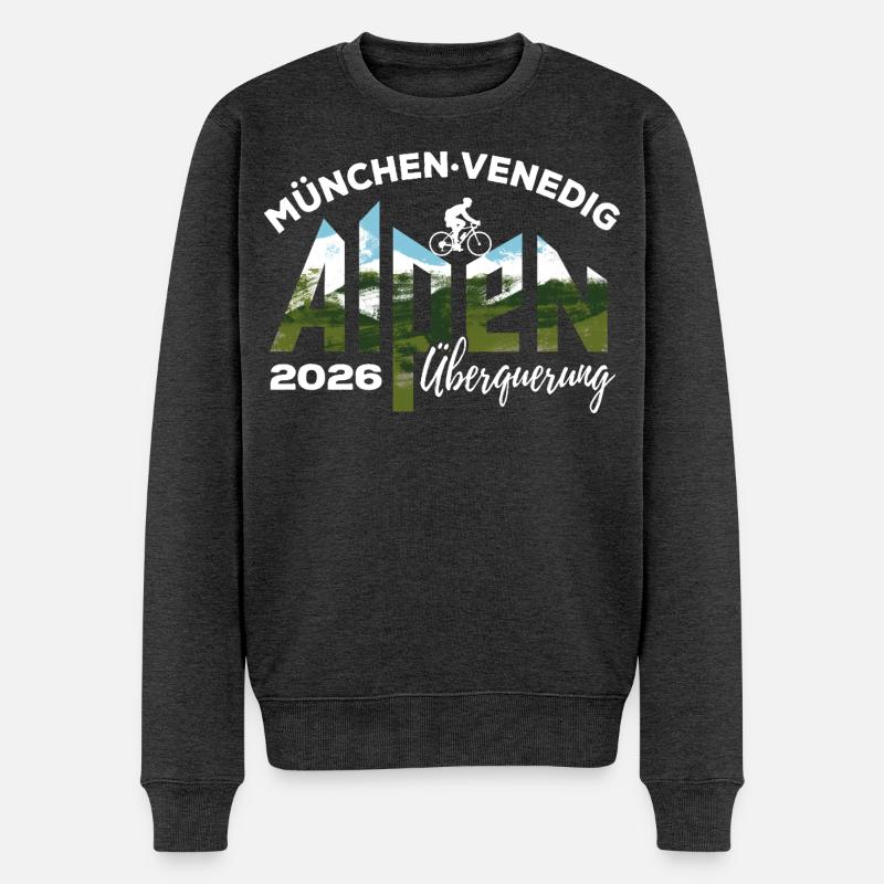 Alpenüberquerung 2026 München Venedig, Fahrrad - Männer Premium Bio Pullover - Anthrazit meliert