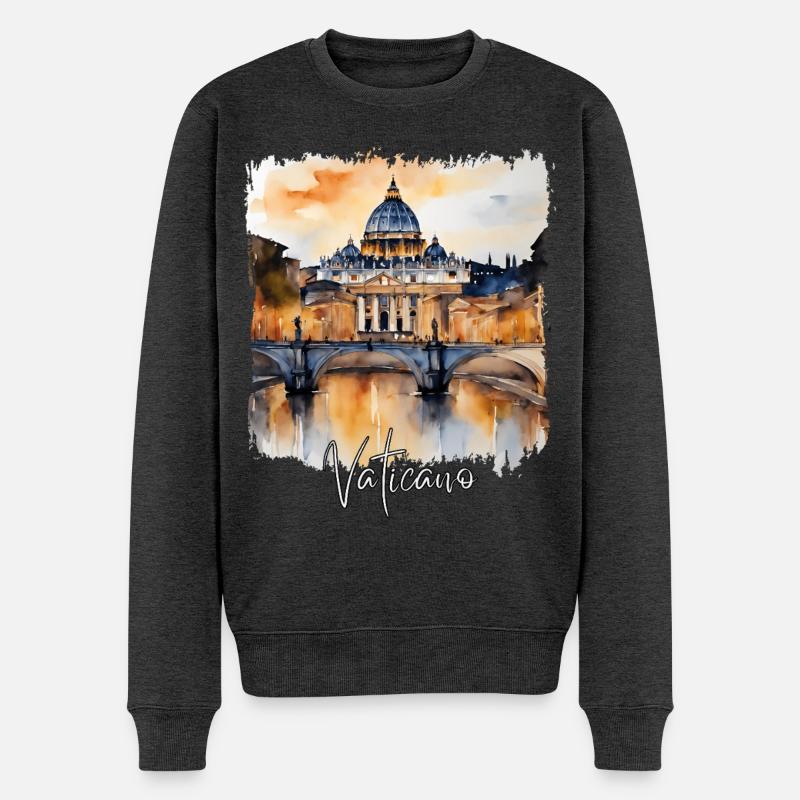 Aquarell des Vatikans - Männer Premium Bio Pullover - Anthrazit meliert