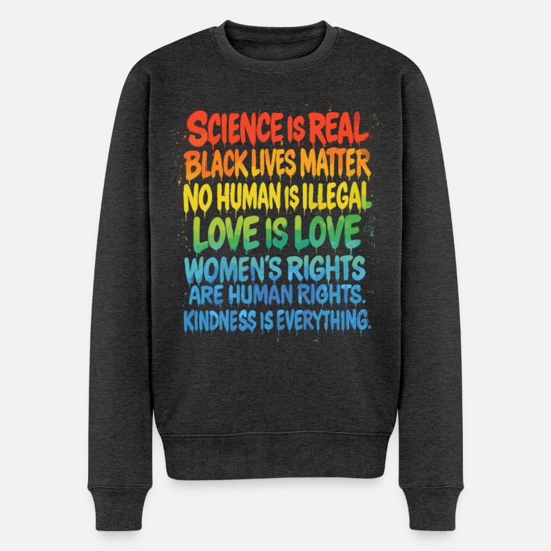 Regenbogen Statement – Human Rights Pride - Männer Premium Bio Pullover - Anthrazit meliert