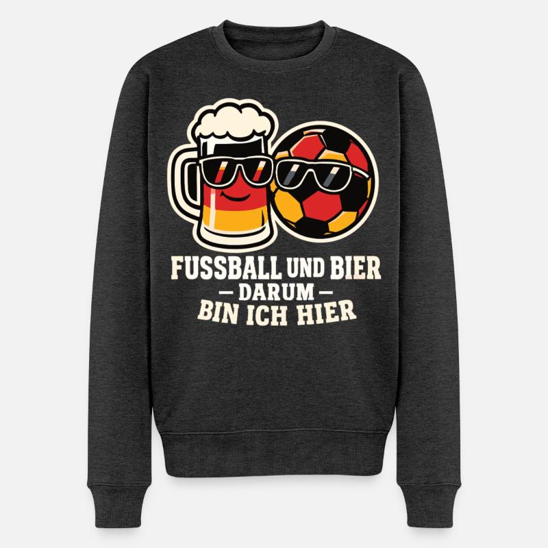Fußball und Bier - Männer Premium Bio Pullover - Anthrazit meliert
