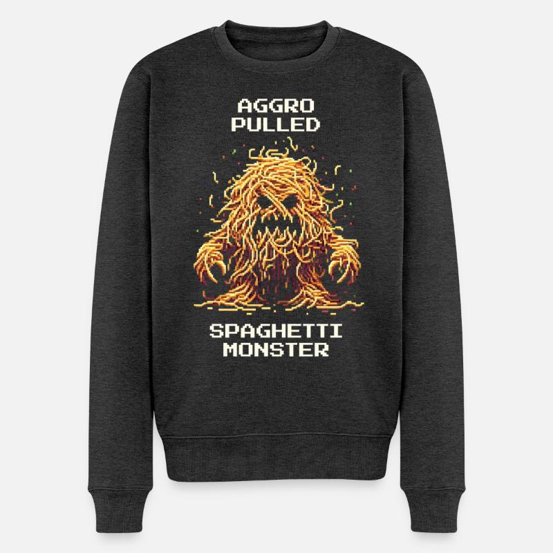 Spaghetti Monster | Lustiger Gamer Spruch - Männer Premium Bio Pullover - Anthrazit meliert