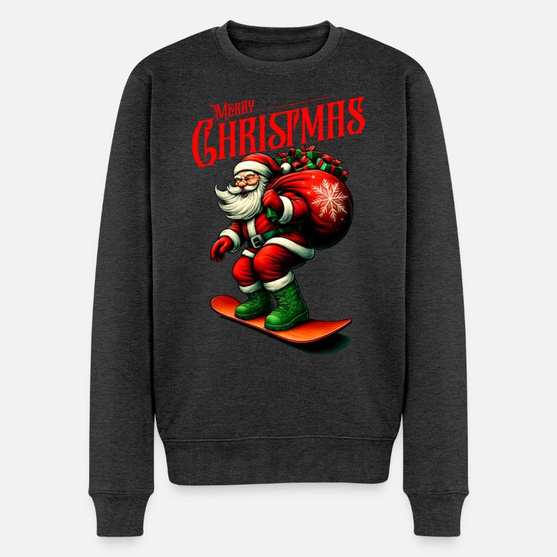 Snowboard Père Noël – Joyeux Noël - Pull Premium bio Homme - anthracite chiné