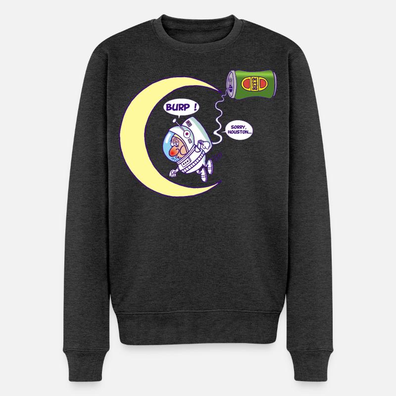 Astronaut und Bier - Männer Premium Bio Pullover - Anthrazit meliert