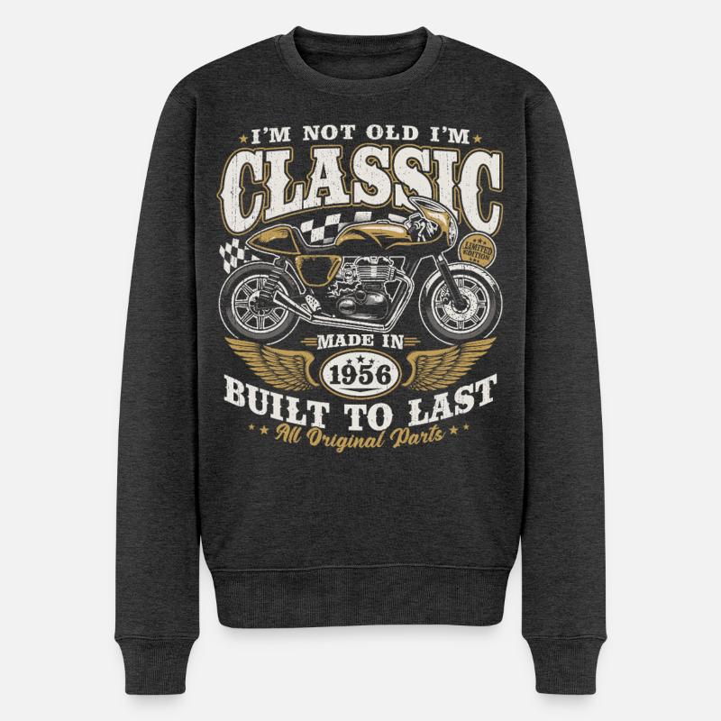 1956 Jahrgang Geburtstag Motorrad Geschenk - Männer Premium Bio Pullover - Anthrazit meliert