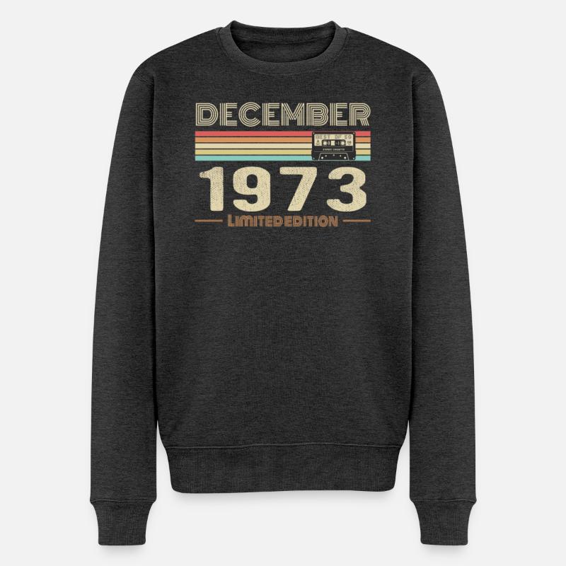 Décembre 1973 anniversaire Décembre 1973 Décembre - Pull Premium bio Homme - anthracite chiné