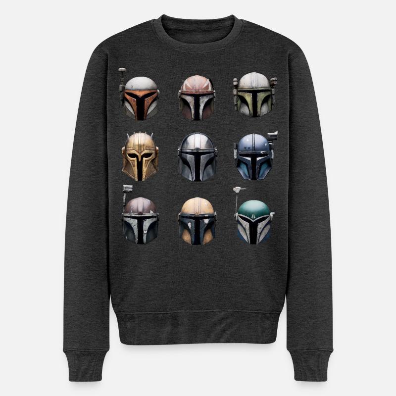 Star Wars: Mandalorian Mandalorianische Helme  - Männer Premium Bio Pullover - Anthrazit meliert