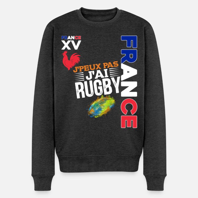 I Can't I Have Rugby Passion Rugby Player - Männer Premium Bio Pullover - Anthrazit meliert