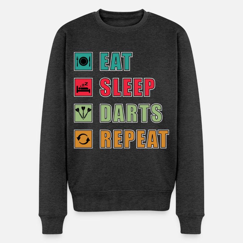 Essen Schlaf Darts Wiederholen - Männer Premium Bio Pullover - Anthrazit meliert