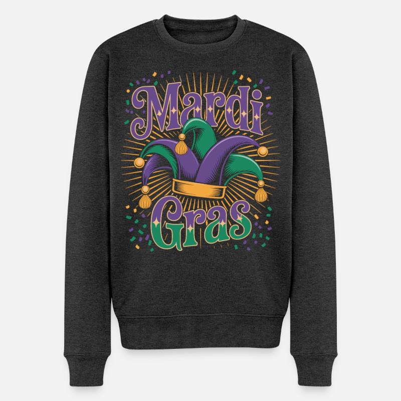 Fasching Mardi Gras Konfetti - Männer Premium Bio Pullover - Anthrazit meliert