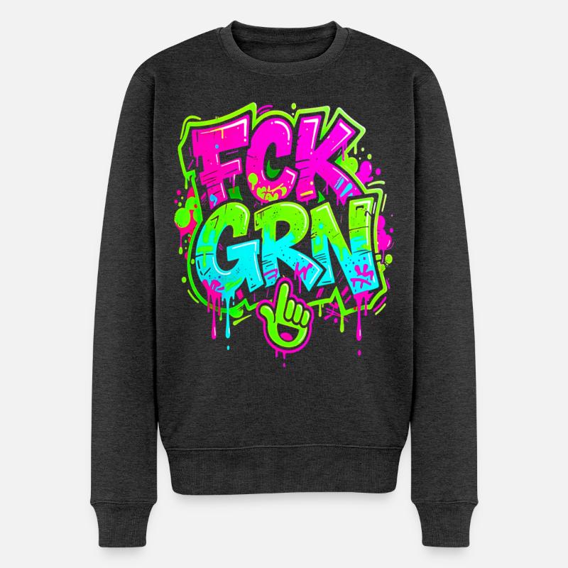 FCK GRN Graffiti - Pull Premium bio Homme - anthracite chiné
