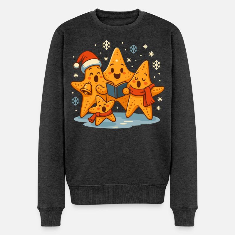 Weihnachten singende Seesterne Maritim - Männer Premium Bio Pullover - Anthrazit meliert
