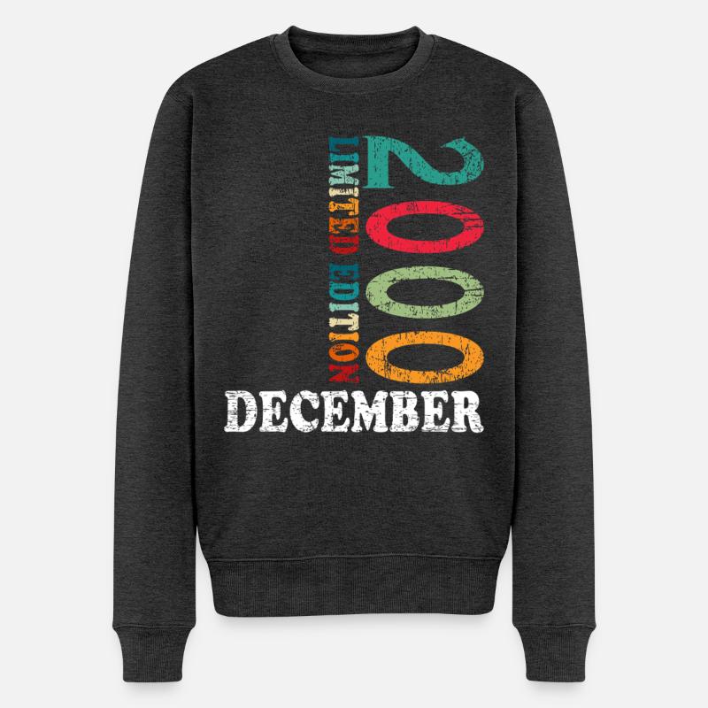 Anniversaire en décembre 2000 - décembre - Pull Premium bio Homme - anthracite chiné