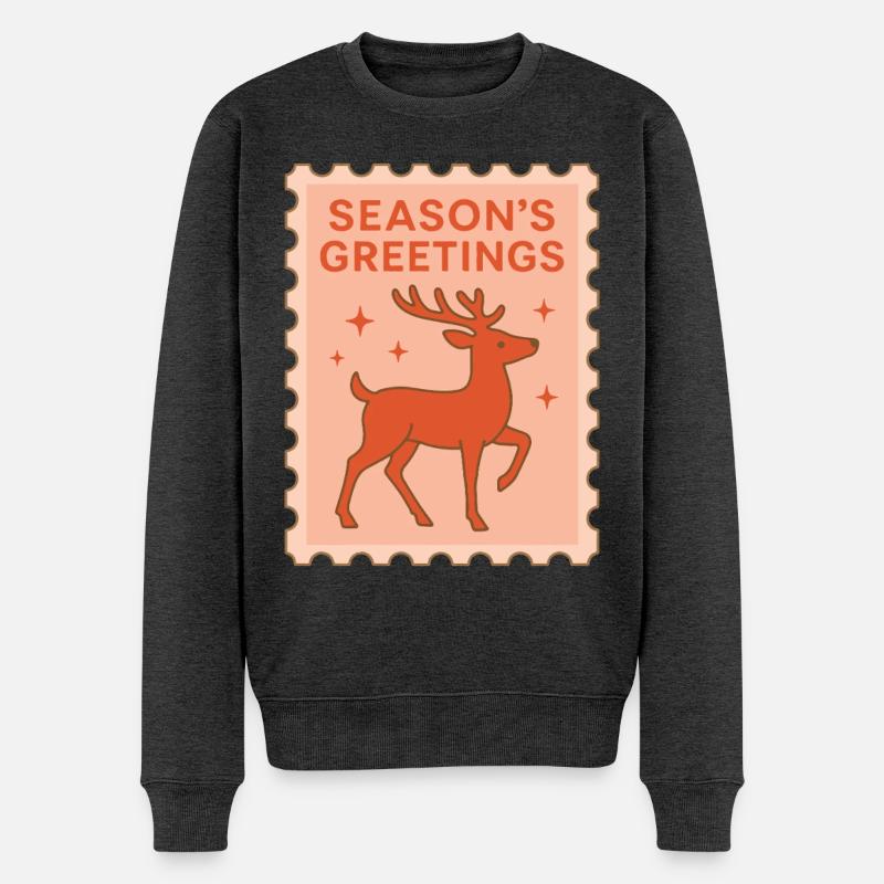 Weihnachtsgrüße Rentiere Weihnachtsstimmung - Männer Premium Bio Pullover - Anthrazit meliert