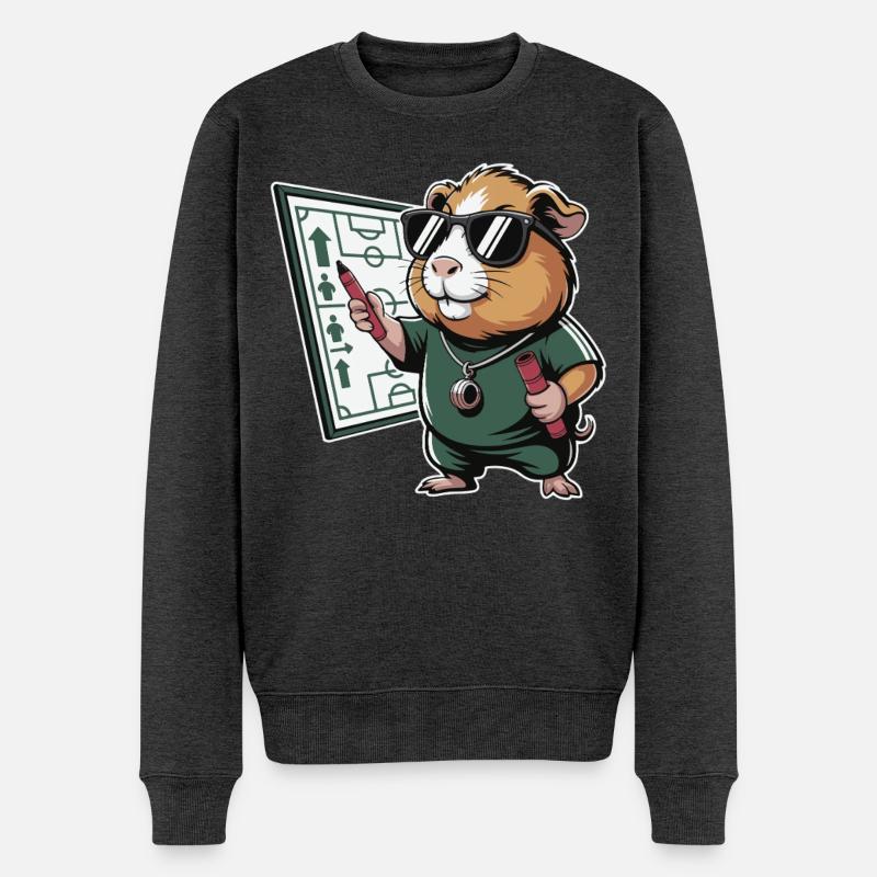 Hamster Coach mit Spielplan - Männer Premium Bio Pullover - Anthrazit meliert