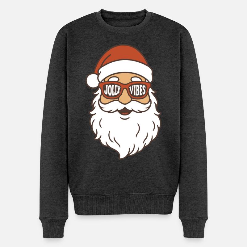 Jolly Vibes Weihnachtsmann Weihnachtsstimmung - Männer Premium Bio Pullover - Anthrazit meliert