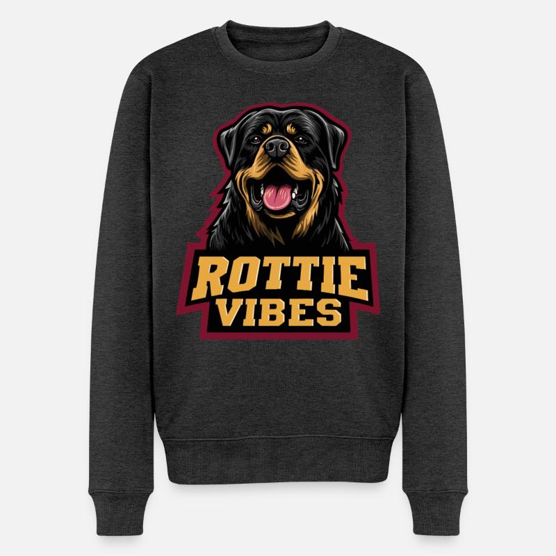 Rottweiler Kopf Rottie Vibes - Männer Premium Bio Pullover - Anthrazit meliert