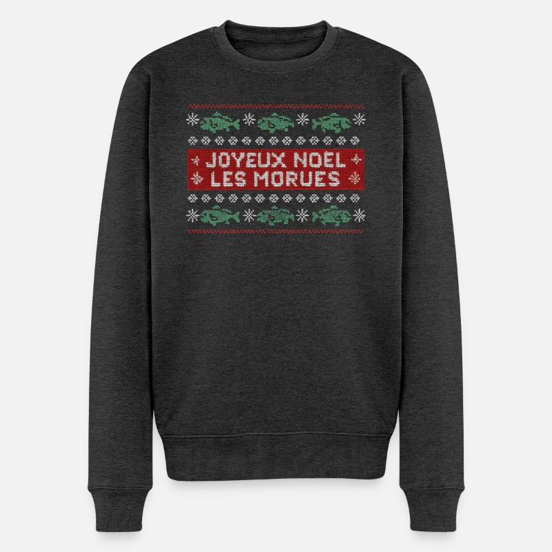 Morues de Noël vert - Pull Premium bio Homme - anthracite chiné