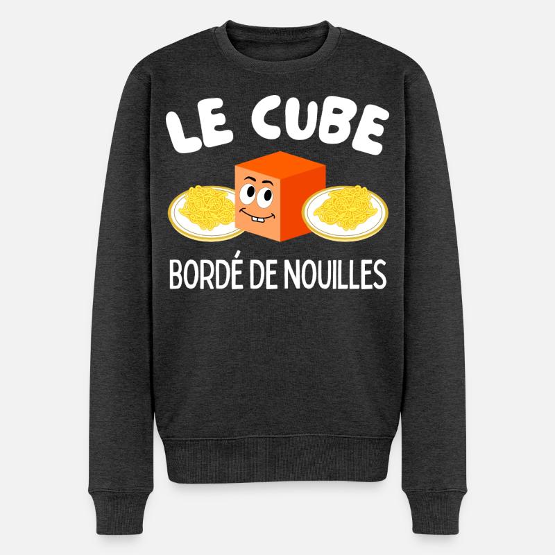 Le Cube Bordé de Nouilles - Pull Premium bio Homme - anthracite chiné