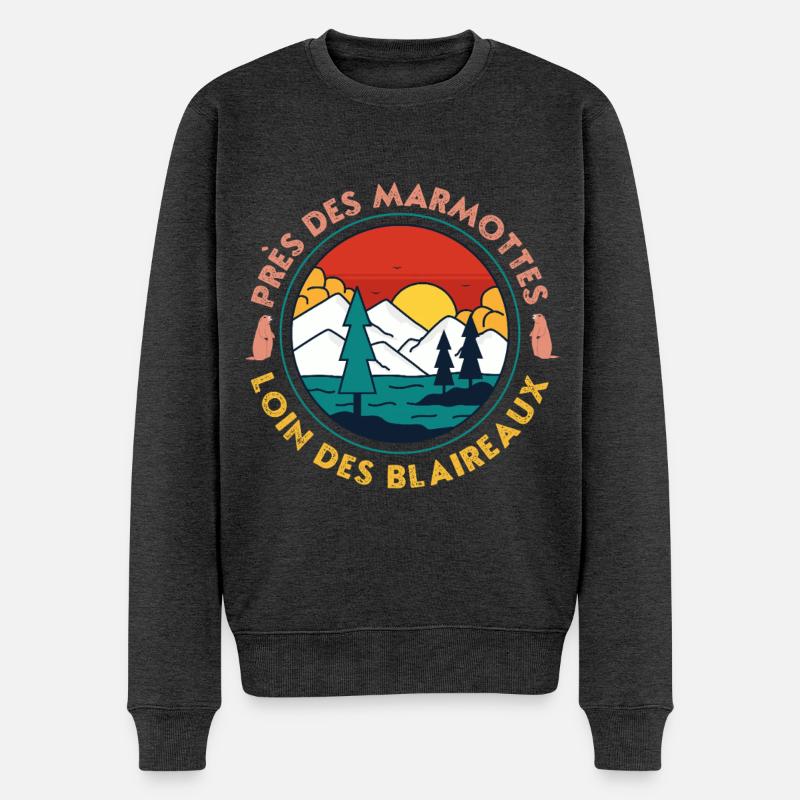 Sunset Mountain Pine Lake - Männer Premium Bio Pullover - Anthrazit meliert