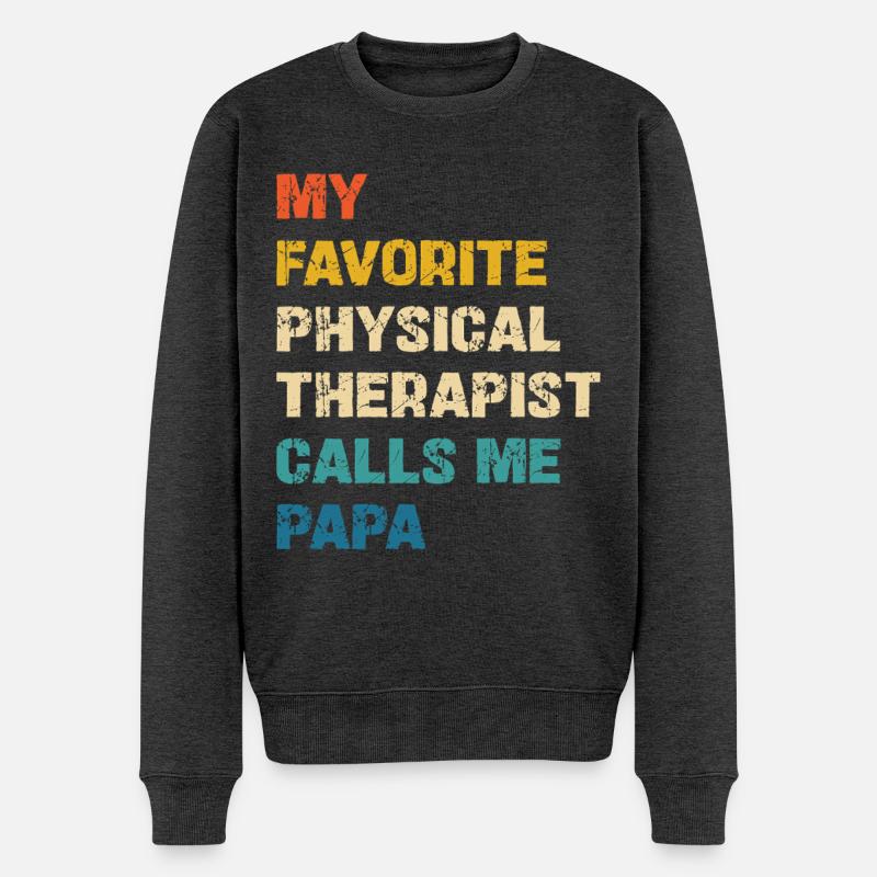 Lieblingsphysiotherapeut nennt mich Papa - Männer Premium Bio Pullover - Anthrazit meliert