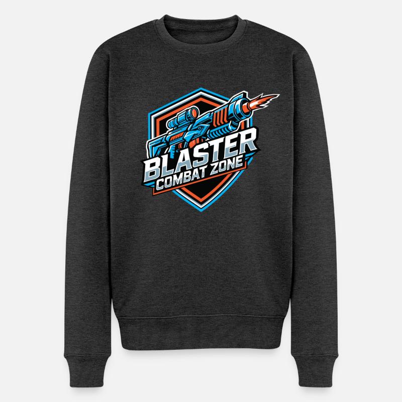 Blaster Combat Zone – Logo-Farbe - Männer Premium Bio Pullover - Anthrazit meliert