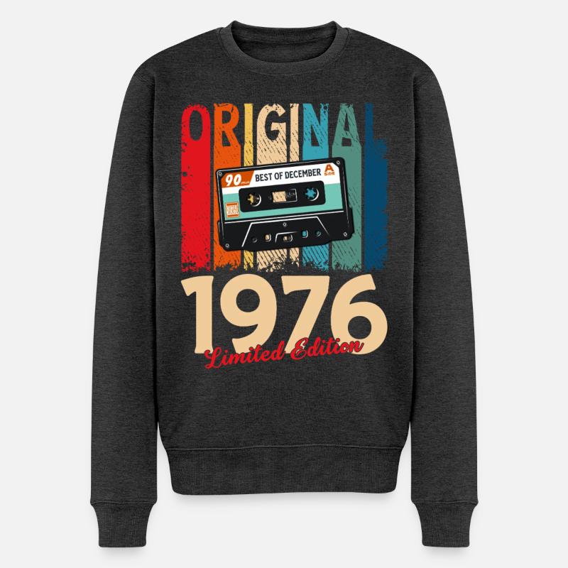 49e anniversaire cassette décembre 1976 - Pull Premium bio Homme - anthracite chiné