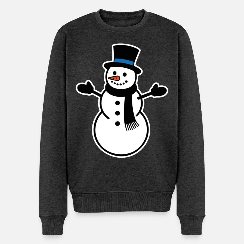 Schneemann - Männer Premium Bio Pullover - Anthrazit meliert