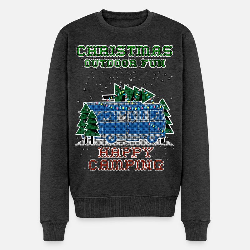 christmas Camping - Männer Premium Bio Pullover - Anthrazit meliert