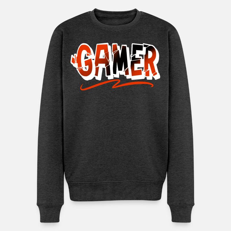 Gamer - Männer Premium Bio Pullover - Anthrazit meliert