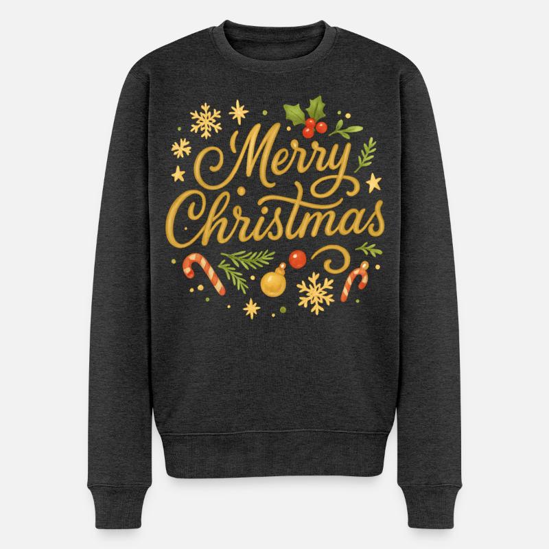Merry Christmas Deko Schmuck - Männer Premium Bio Pullover - Anthrazit meliert