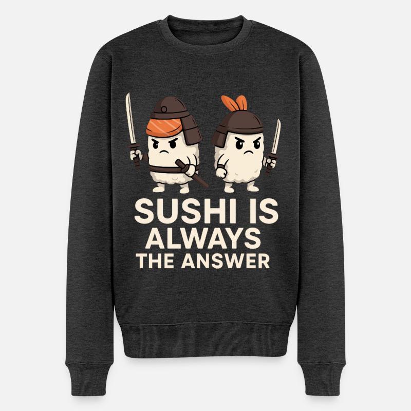 Le sushi est toujours la solution - Pull Premium bio Homme - anthracite chiné
