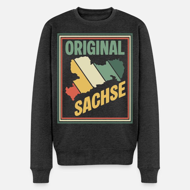 Original Sachsen Karte - Männer Premium Bio Pullover - Anthrazit meliert